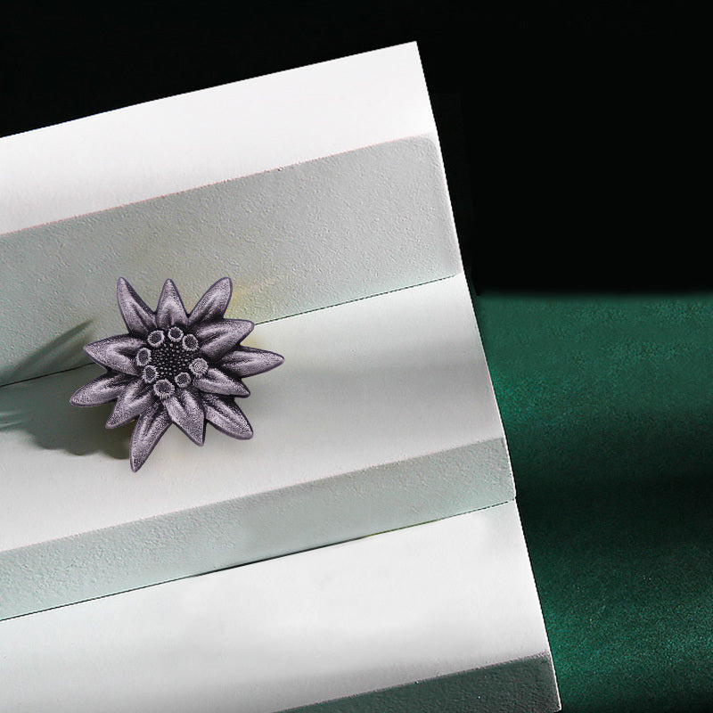 Antique Silver Edelweiss Mountain Troops Brooch - German Military Heritage Pin