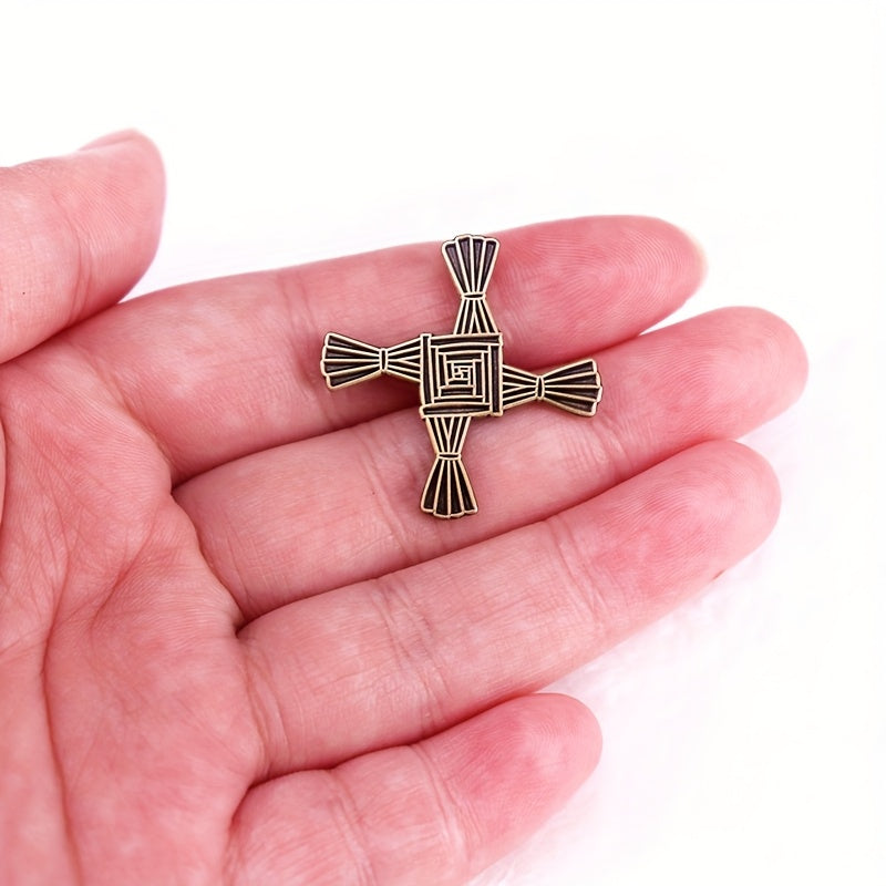 Vintage Celtic Brigid's Cross Brooch - Irish Protection Symbol Collectible Pin