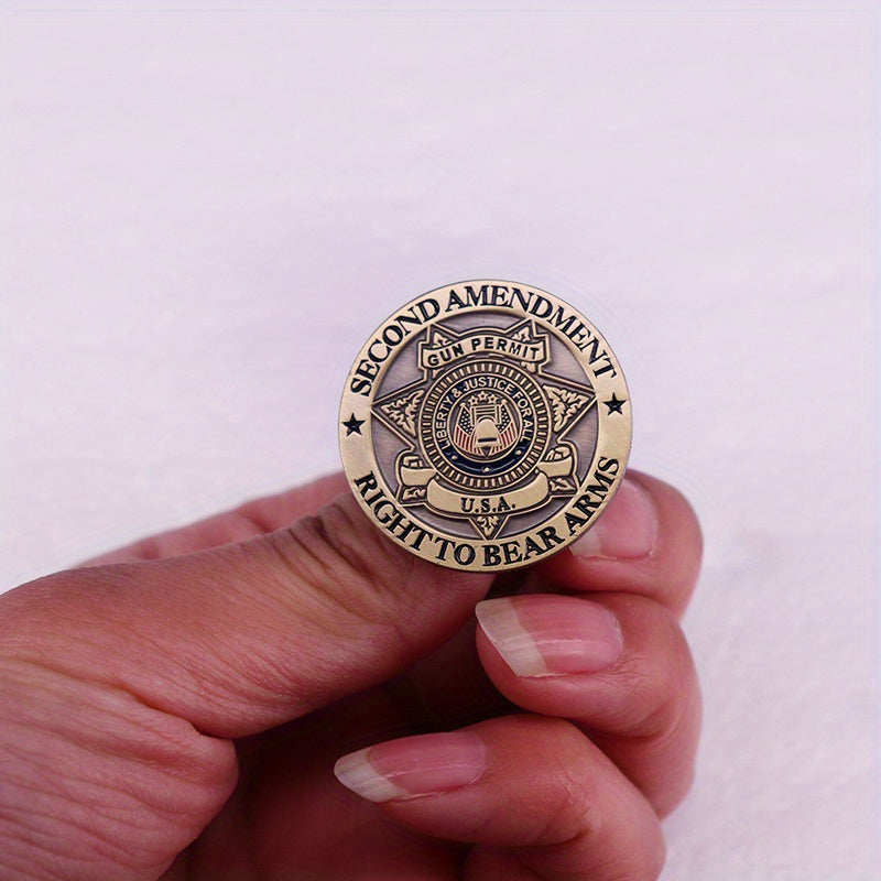 Vintage US Second Amendment Badge Brooch - Right to Bear Arms Collectible Pin