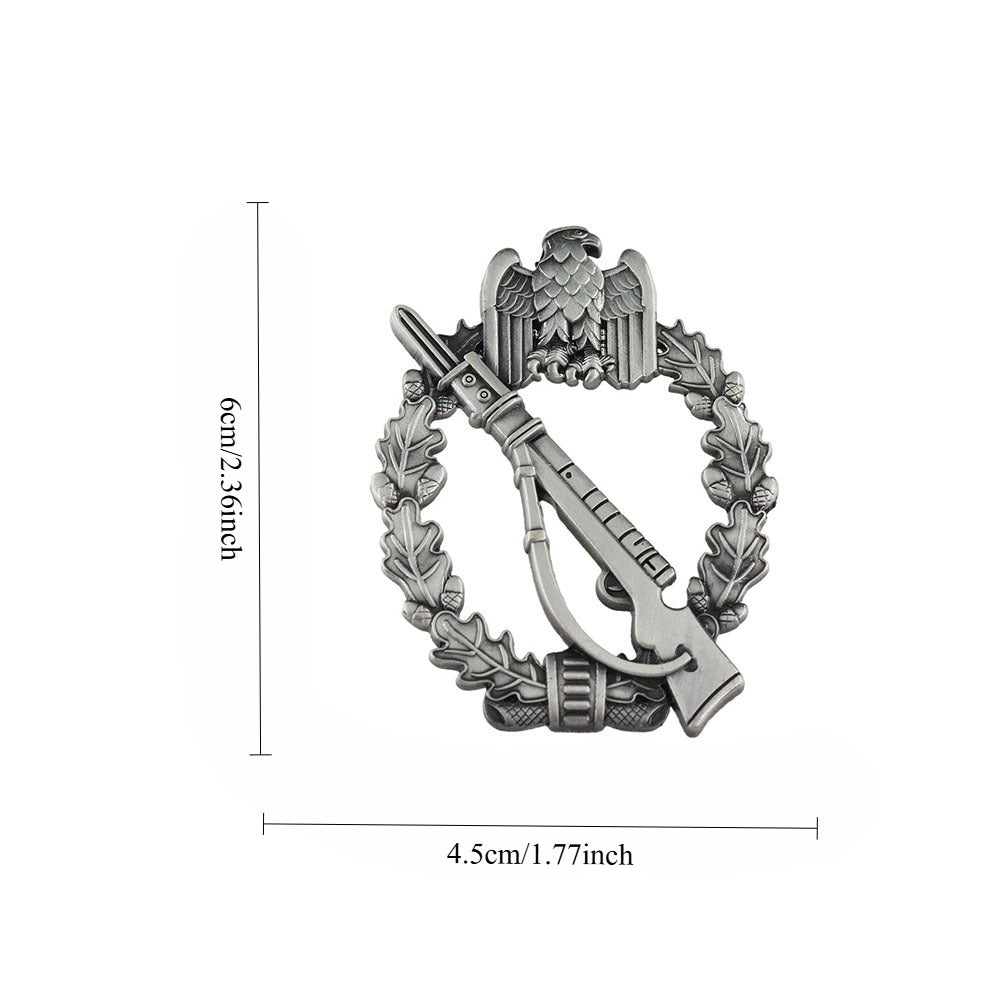 Antique Silver German Infantry Assault Badge Brooch - Wehrmacht Infantry Heritage Pin