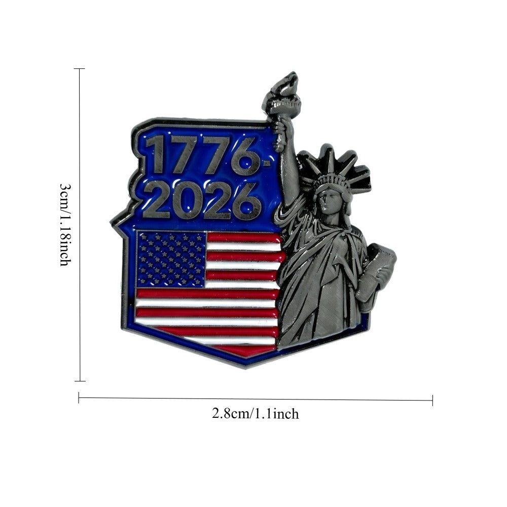 Vintage US 250th Anniversary Statue of Liberty Badge Brooch - 1776-2026 Patriotic Collectible Pin