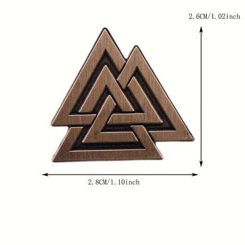 Antique Brass Norse Valknut Brooch - Odin Symbol Viking Jewelry