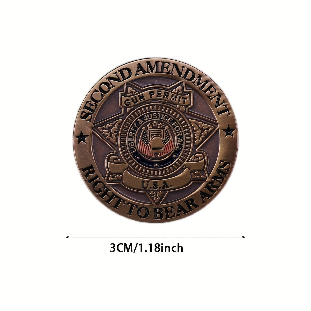 Vintage US Second Amendment Badge Brooch - Right to Bear Arms Collectible Pin