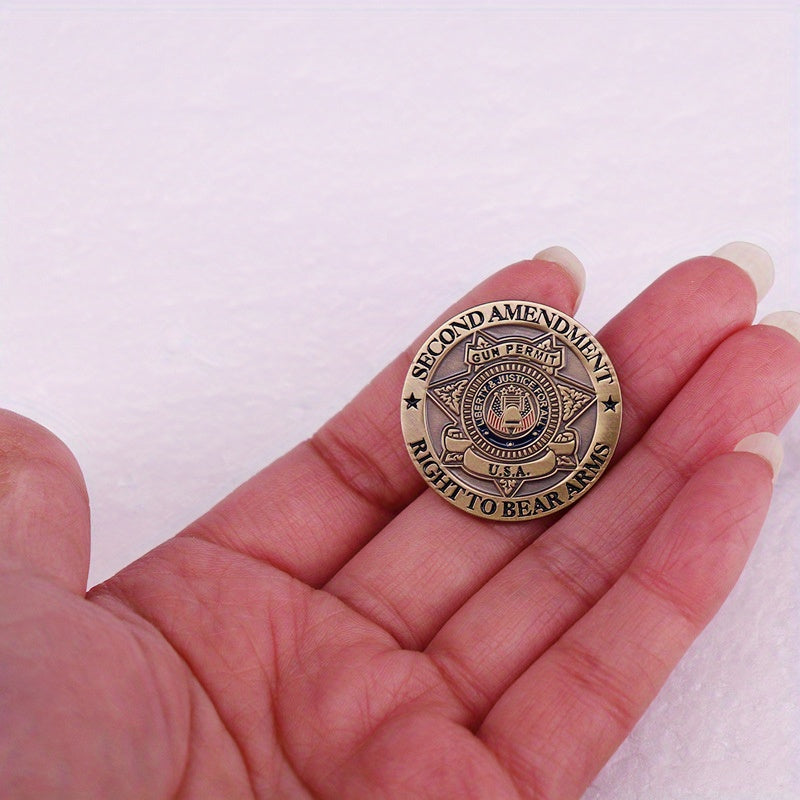 Vintage US Second Amendment Badge Brooch - Right to Bear Arms Collectible Pin