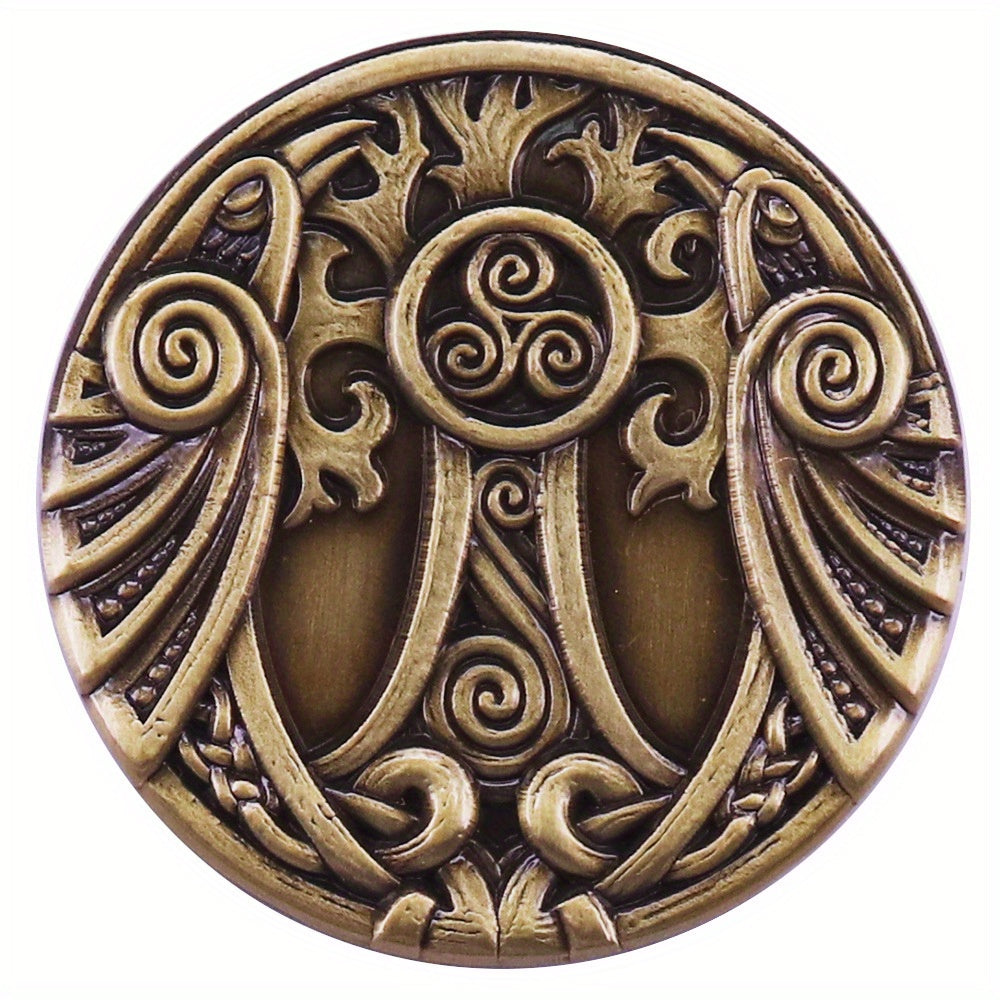 Vintage Celtic Raven Triskelion Brooch - Norse Viking Knotwork Collectible Pin