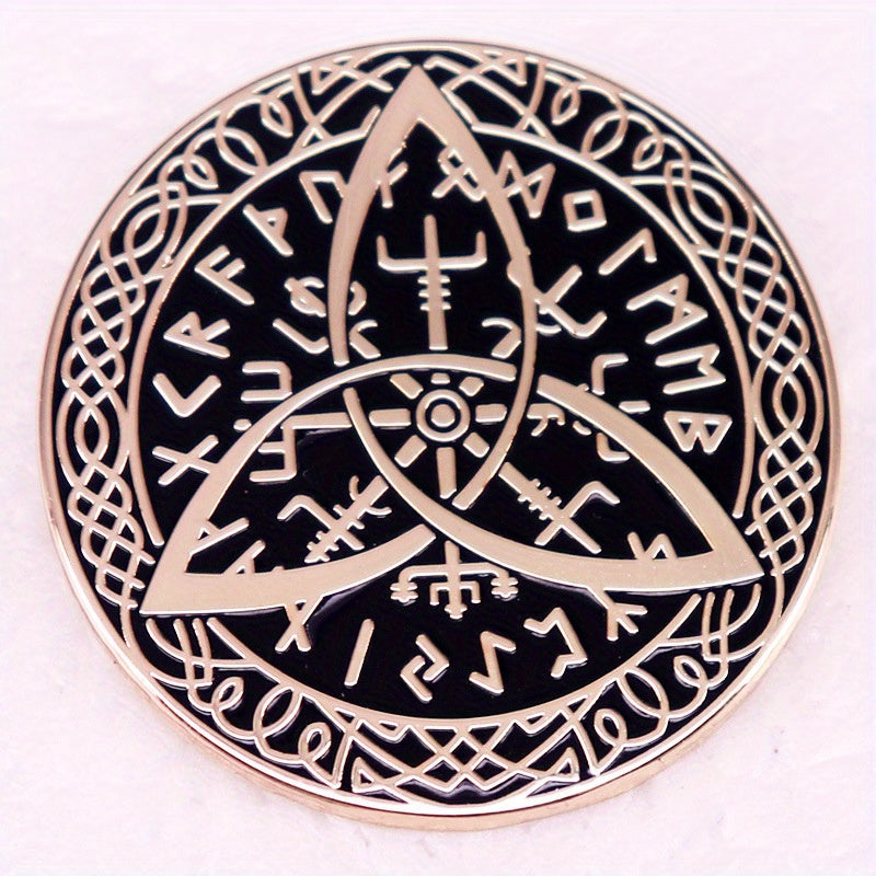 Vintage Viking Triquetra Rune Brooch - Norse Vegvísir Celtic Knotwork Collectible Pin