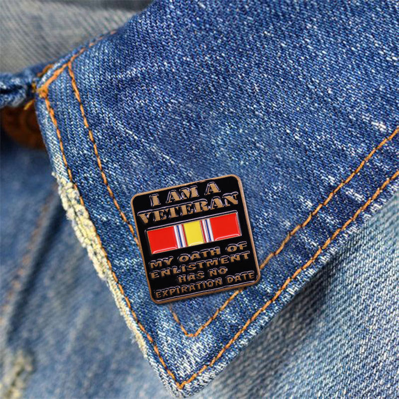 "I Am A Veteran" Oath Of Enlistment Brooch - US Military Heritage Service Ribbon Pin