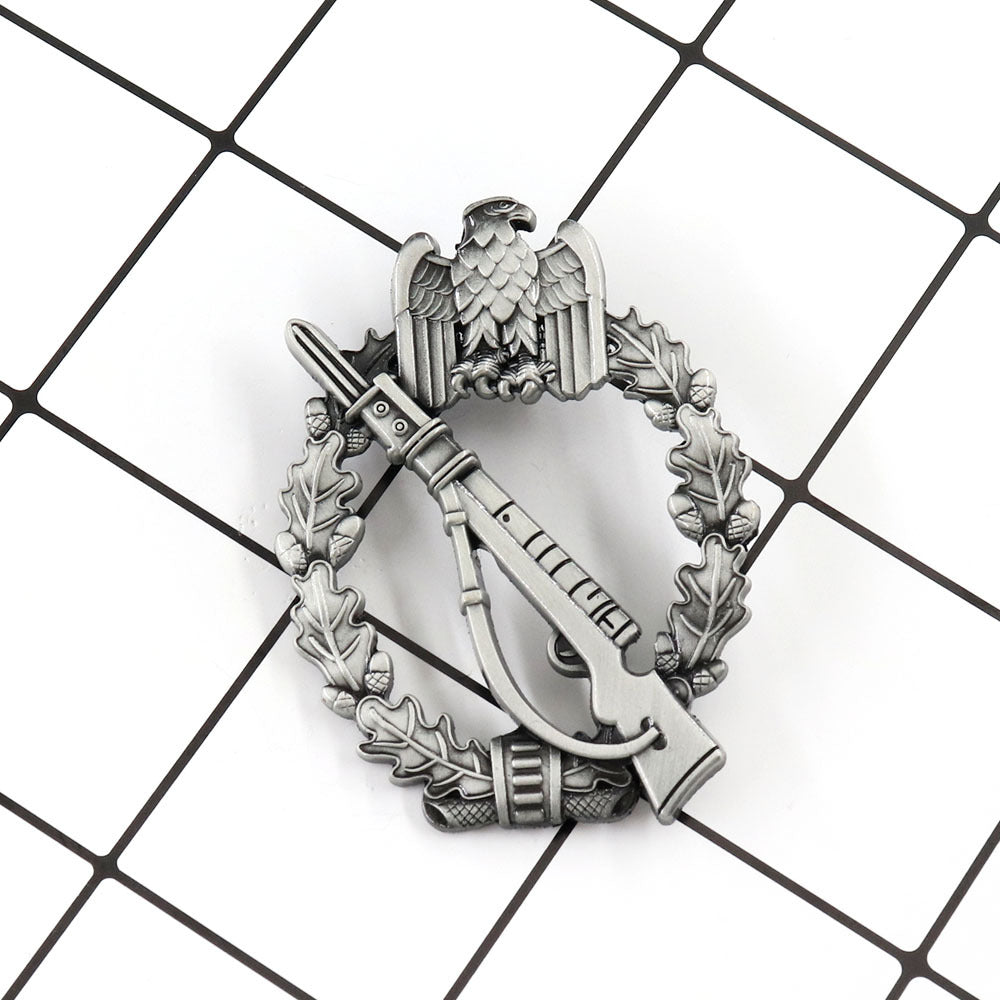 Antique Silver German Infantry Assault Badge Brooch - Wehrmacht Infantry Heritage Pin