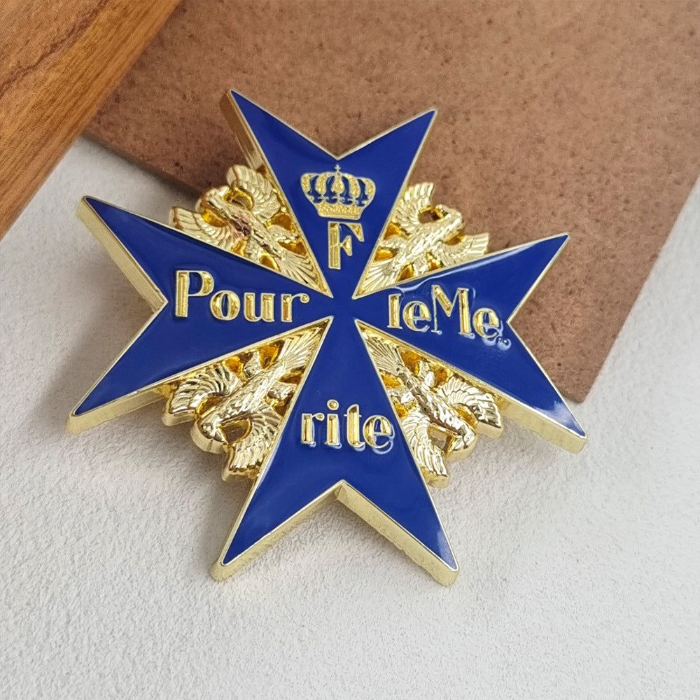 Gold & Blue Pour le Mérite Brooch - Prussian Military Order of Merit Replica Pin