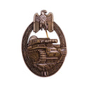 Antique Bronze German Tank Assault Badge Brooch - Panzer Troops Military Heritage Pin