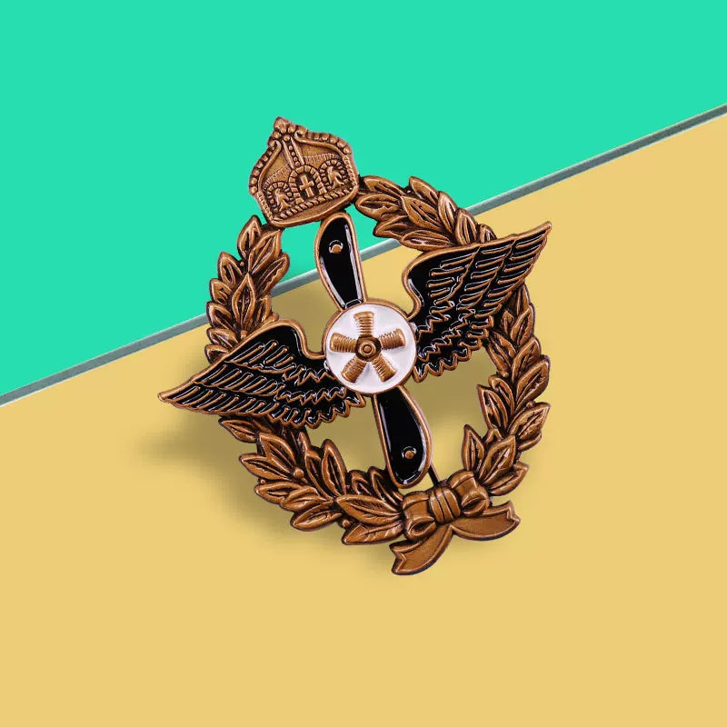 Antique Bronze Prussian Airman Pilot Propeller Brooch - German Aviation Heritage Pin