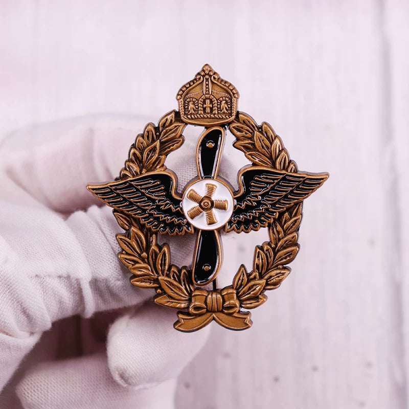 Antique Bronze Prussian Airman Pilot Propeller Brooch - German Aviation Heritage Pin