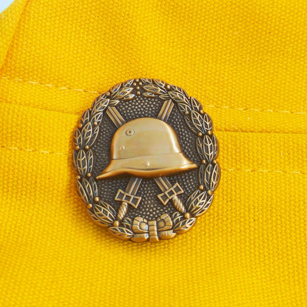 Antique Bronze German Wound Badge Brooch - Wounded Warrior Military Heritage Pin