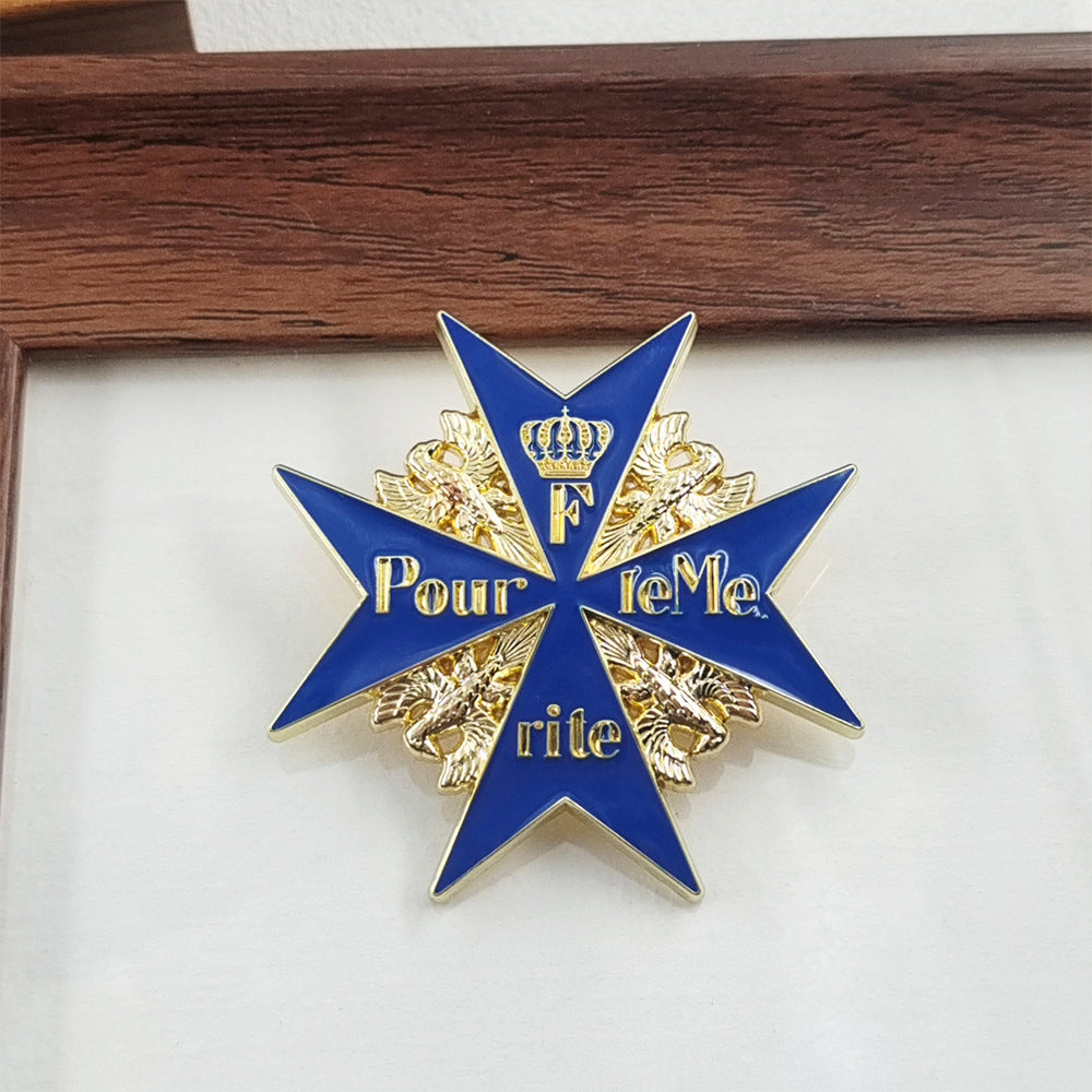 Gold & Blue Pour le Mérite Brooch - Prussian Military Order of Merit Replica Pin