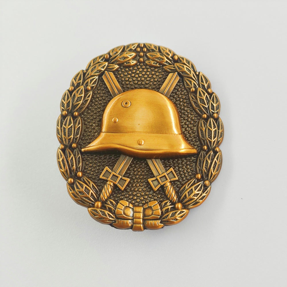 Antique Bronze German Wound Badge Brooch - Wounded Warrior Military Heritage Pin