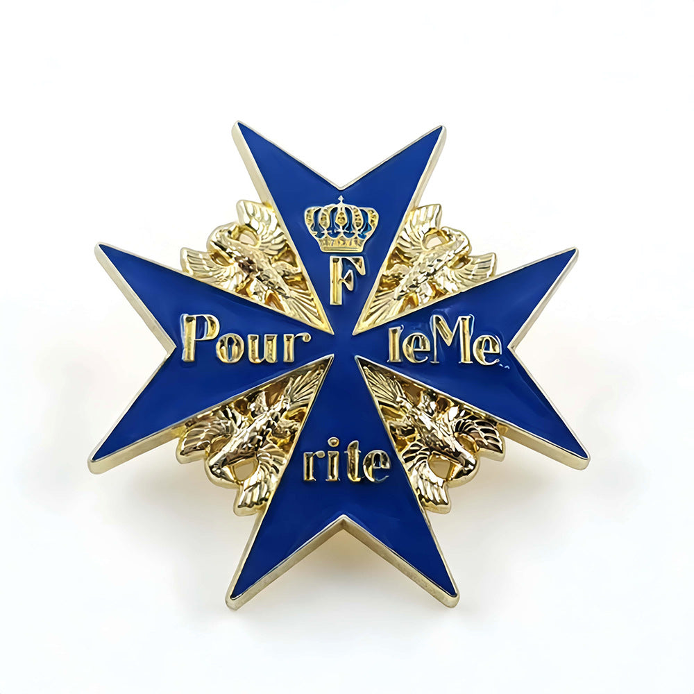 Gold & Blue Pour le Mérite Brooch - Prussian Military Order of Merit Replica Pin