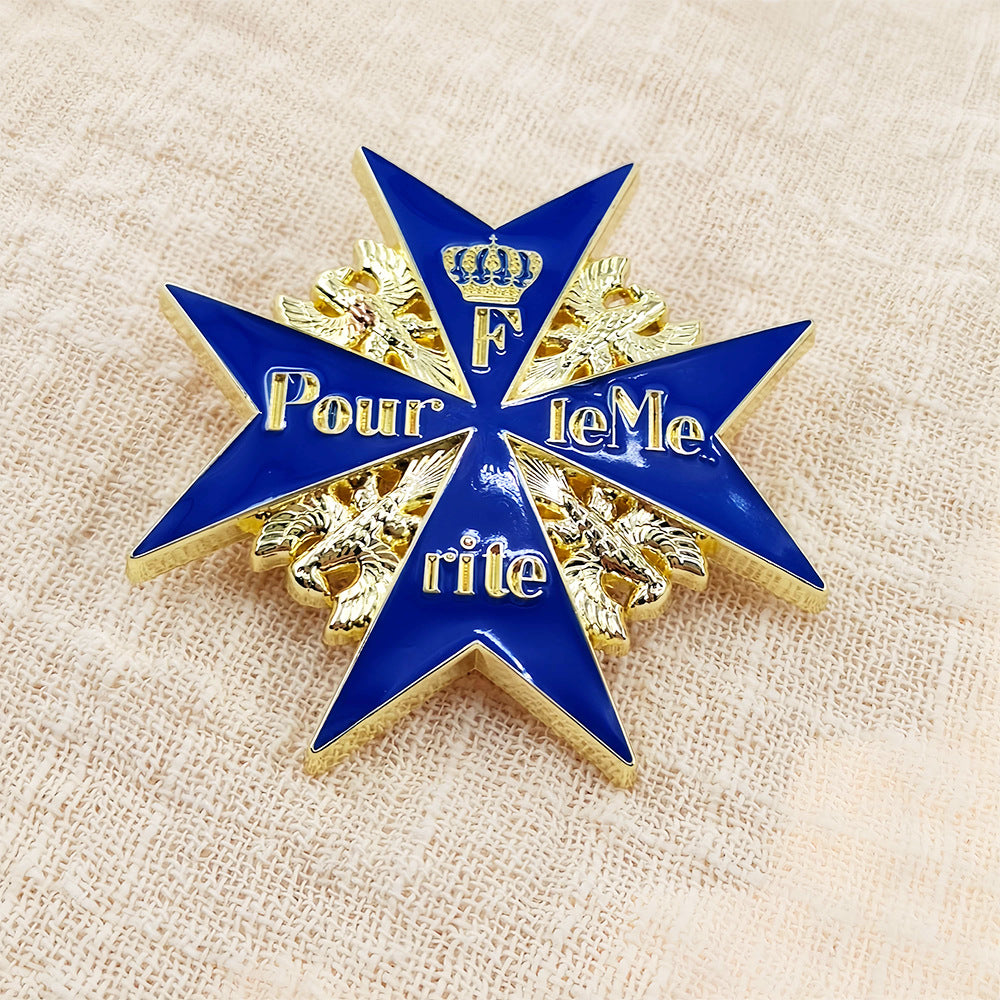 Gold & Blue Pour le Mérite Brooch - Prussian Military Order of Merit Replica Pin