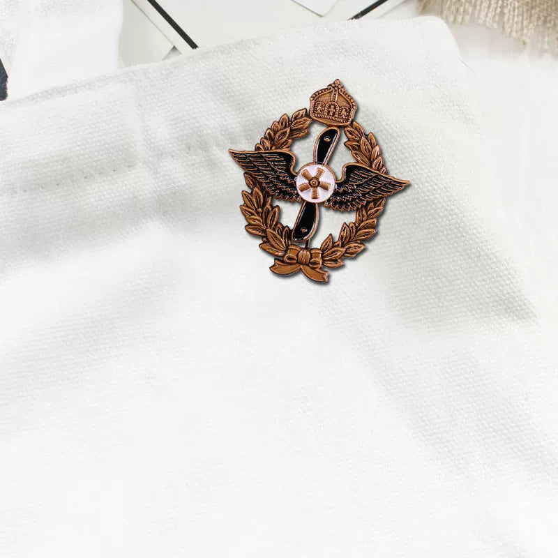 Antique Bronze Prussian Airman Pilot Propeller Brooch - German Aviation Heritage Pin