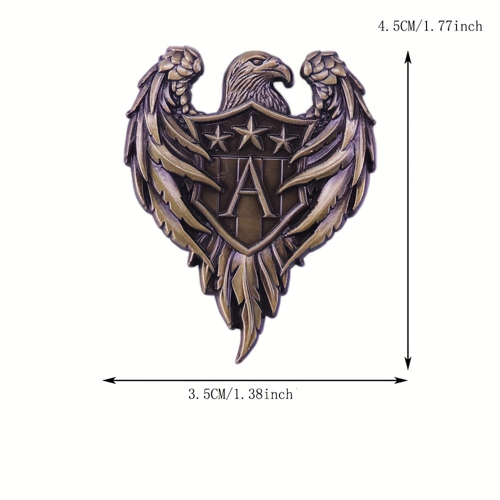 Vintage American Eagle Shield Badge Brooch - Patriotic "A" Collectible Pin