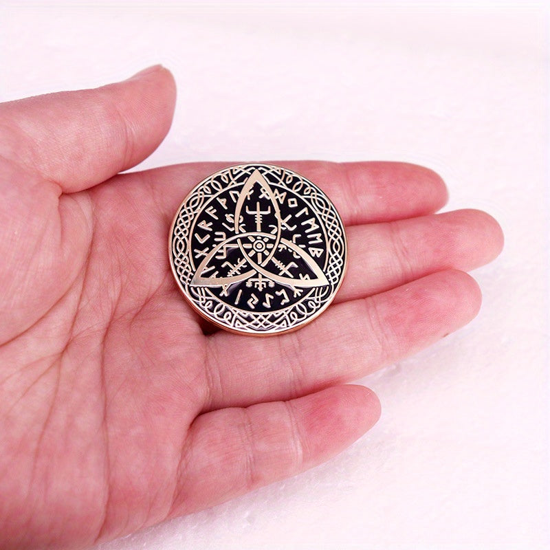 Vintage Viking Triquetra Rune Brooch - Norse Vegvísir Celtic Knotwork Collectible Pin