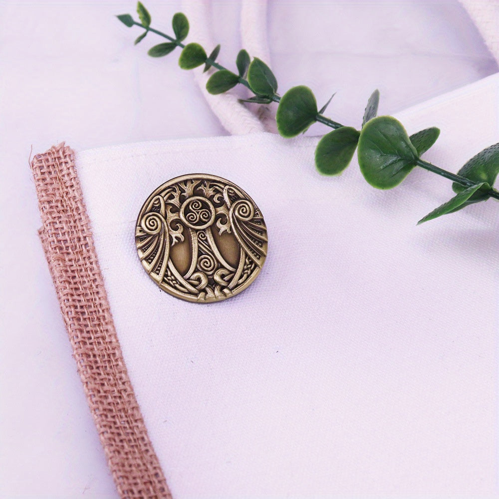 Vintage Celtic Raven Triskelion Brooch - Norse Viking Knotwork Collectible Pin