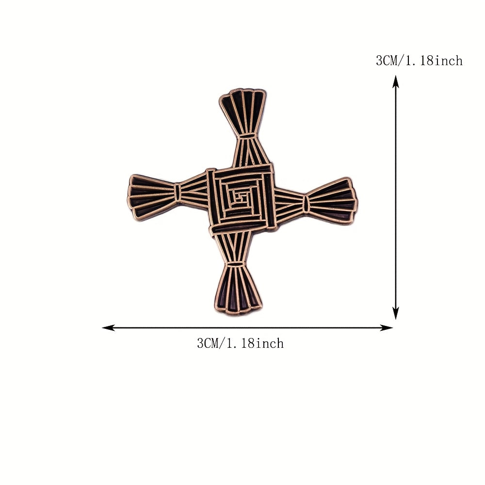 Vintage Celtic Brigid's Cross Brooch - Irish Protection Symbol Collectible Pin