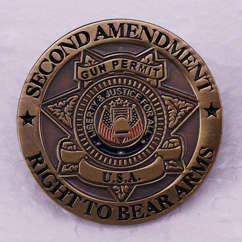 Vintage US Second Amendment Badge Brooch - Right to Bear Arms Collectible Pin
