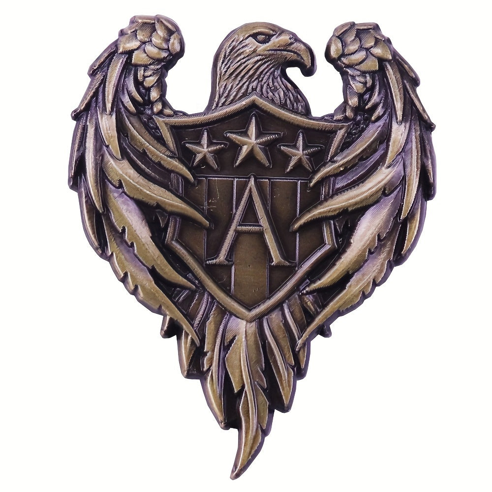 Vintage American Eagle Shield Badge Brooch - Patriotic "A" Collectible Pin