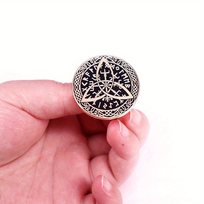 Vintage Viking Triquetra Rune Brooch - Norse Vegvísir Celtic Knotwork Collectible Pin