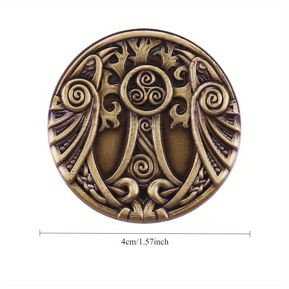 Vintage Celtic Raven Triskelion Brooch - Norse Viking Knotwork Collectible Pin